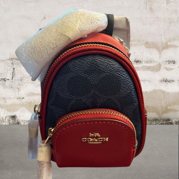 Coach NWT Mini Rowan Crossbody Bag In Colorblock Signature Canvas with Keychain - Picture 8 of 11